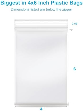 4''x 6'', (Pack of 100) 2 mil Thick Clear Plastic Reclosable Zip Poly Bags with Resealable Lock Seal Zipper for Photo, Jewelry, Bakery, Treats, Travel, Storage, Packaging & Shipping - Image 2