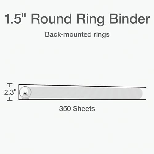 Oxford Ring Binders, 1.5" Round Ring Binders, View Binder, Covers on 3 Sides, XtraLife Hinge, Non-Stick, PVC-Free, White, 350 Sheet Capacity (1002547) - Image 2