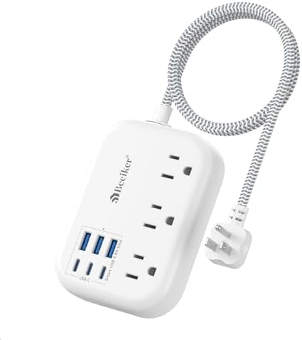 Beeiker Short Extension Cord 2 Foot Travel Power Strip 6 USB 3 Outlets by Beeiker-BetterHelperforYou