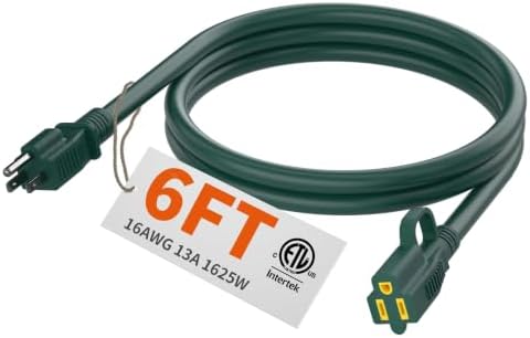 HUANCHAIN 16/3 Gauge Indoor Outdoor Green Extension Cord 6 ft Waterproof by huanchain