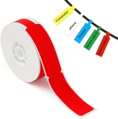 NIIMBOT Red Cable Labels for D11/D110/D101 Label Maker, 0.49'' x 4.29''(12.5mm x 109mm), Thermal Label Tape for Home Office Labeling Tape Replacement by NIIMBOT%C2%AE