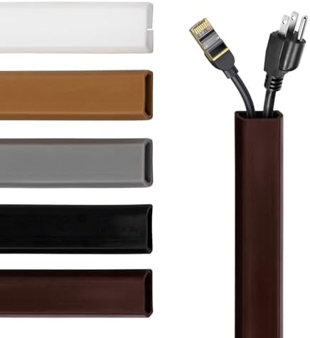 TV Cord Hider – Flexible Wall Cord Cover Slim Design Silicone Cable Raceway - Self Adhesive, Cut to Size Design for Hiding Wires on Wall - Clean Home Setup Cable Concealment (Dark Brown, 6 Feet) by RubberBond
