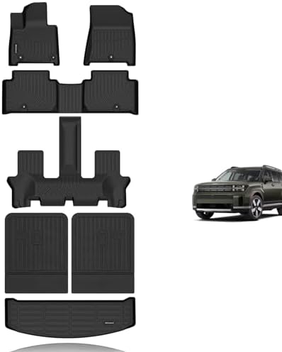 KELCSEECS® Floor Mats & Backrest Mats & Cargo Liner for 2026 2025 2024 Hyundai Santa Fe(Not fit Hybrid) Car Mats Trunk Liner Trunk Mat Santa Fe Floor Mats Cargo Mat Accessories Black by KELCSEECS
