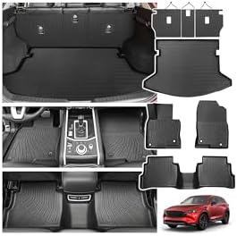 Powerty Floor Mats for Mazda CX-5 2017-2025, All Weather 3D TPE Anti-Slip Trunk Cargo Liner Seat Back Covers Protectors Full Set Car Accessories by Powerty