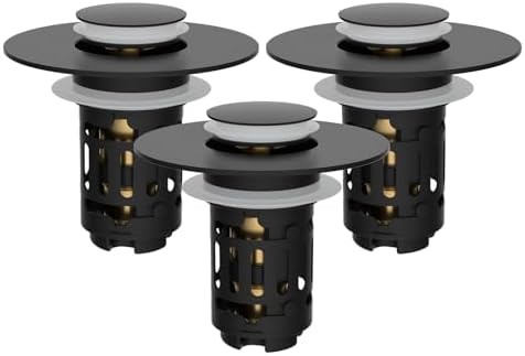 Hibbent 3 PCS Upgraded 3 in 1 Bathroom Sink Drain Strainer, Pop Up Stopper by Hibbent