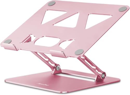 Aoviho Laptop Stand Holder, Adjustable Desk Laptop Riser, Foldable Notebook Computer Stands for MacBook Air Pro HP Lenovo Dell Samsung Chromebook, Up to 15.6 inch, Rose Gold by Aoviho