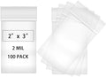 100pcs 2 X 3 Clear Reclosable Zip Plastic Poly Bags with Resealable Lock Seal Zipper-2 Mil by Fessary