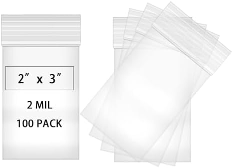 100pcs 2 X 3 Clear Reclosable Zip Plastic Poly Bags with Resealable Lock Seal Zipper-2 Mil by Fessary
