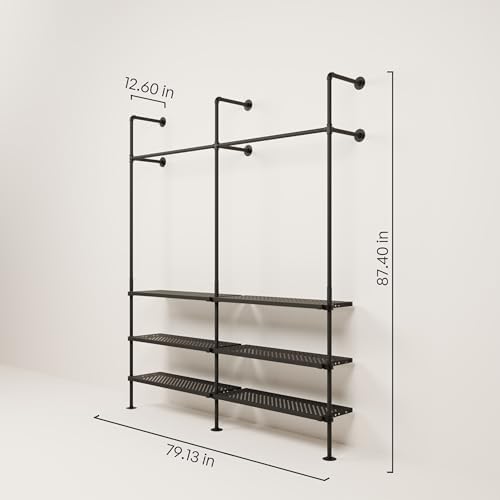 pamo Wall Mounted Clothing Rack with Metal Sheves – 79" W × 87" H, 529 lbs - Image 2