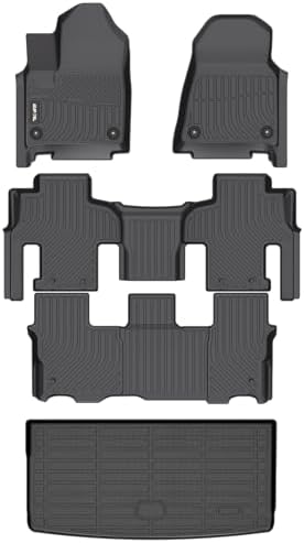 AIPOIL® Floor Mats & Cargo Liner Set for 2022-2025 2026 Jeep Wagoneer 8 Seats (Not fit L) All Weather Protection TPE Anti-Slip Automotive Full Set Custom Car Mats Accessories - Black by AIPOIL