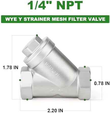TAISHER 1Pcs 304 Stainless Steel 1/4" BSP Female WYE Y Strainer Mesh Filter Valve CF8 WOG 800 - Image 2