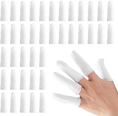 200 Pcs Cotton Finger Cots Small Finger Guards Hand Thumb Fingertips Sleeves Protector by EORTA, Comfortable, Breathable, Absorb Sweat, Reusable, Protect the Wound from Infection, White, Very Small by EORTA