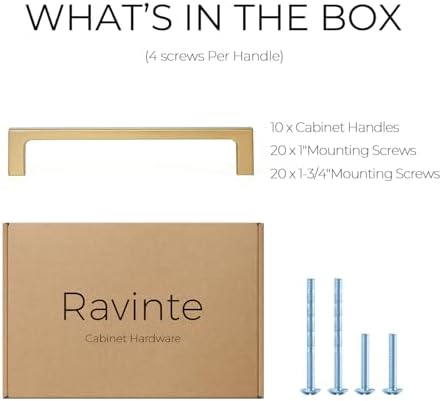 Ravinte Champagne Bronze Kitchen Square Cabinet Handles 5 Inch 10 Pack - Image 7