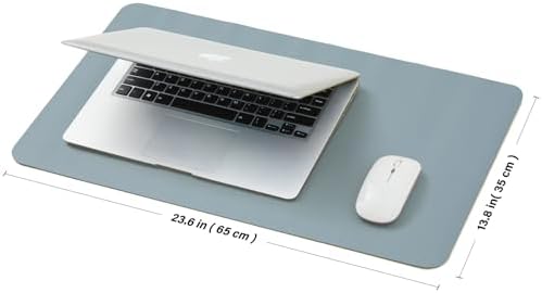 Leather Desk Mat - Small Non-Slip PU Desk Pad for Office and Home - Desk Organization and Accessories - Ideal for Large Mouse Pad and Small Desk Mats on Top of Desks (Light Blue,23.6"x 13.8") - Image 2