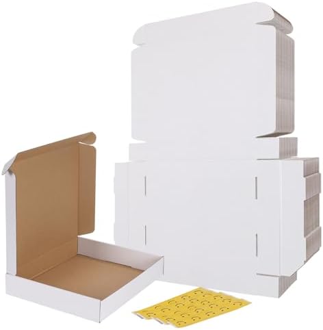 RLAVBL 12x10x2 Shipping Boxes Set of 25, White Corrugated Cardboard Box for Packing, Mailing, Business by RLAVBL