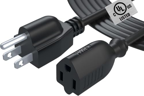 12Ft Power Extension Cord Cable Extender - 18AWG NEMA 5-15P to 5-15R Strip Liberator Charger Outlet Saver Extra Long 12FT by PWR