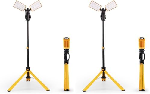 LUTEC 【Upgraded 5000K 15000 Lumen 105 Watt Dual-Head LED Work Light with Telescoping Tripod, Work Light with Stand Rotating Waterproof Lamps and 8 Ft 3-Prong Power Cord (Pack of 2) by LUTEC