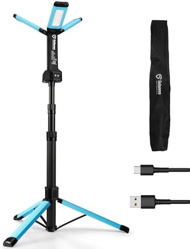Rechargeable Work Light with Stand, GoGonova Cordless Work Light with Triple LED Lamps, 8AH Battery, 700/1200/2200 Lumen, 4000/6500K Dimmable Camping Light with Detachable Tripod（Blue） by GoGonova
