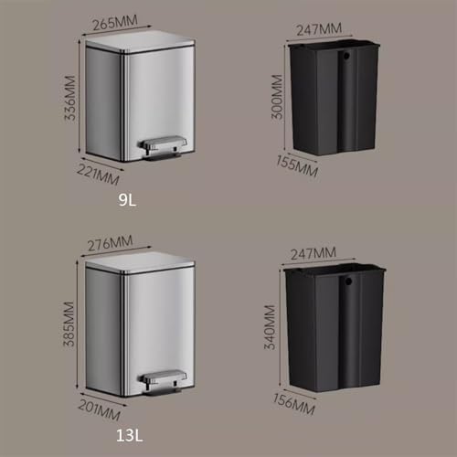 Wine Red 9L Stainless Steel Smart Trash Can with Lid Foot Pedal and Soft Close Step Ideal for Home Office and Bathroom - Image 3
