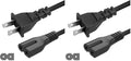 2 Prong Polarized 5Ft Power Cord C7 Connector AC Power Cable Replacement for Vizio D-E-M Series TV, Sewing Machine, PlayStation PS1/PS2, Sony, Bose, Brother, Singer (Pack of 2) by LORDTRONICS