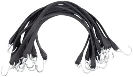 Mytee Products 50 Pack 9" EPDM Rubber Tarp Bungee Straps with Crimped S Hooks Tie Down Cords Heavy Duty, Ideal for Securing Tarps, Canvases, Cargo by MyteeProducts