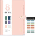 Sooez Elegant Accordion File Organizer with Labels, 8 Pocket Expanding File Folder, Portable Folders for Documents, Cute Paper Organizer for School Office Supplies, Letter Size, Pink by Sooez
