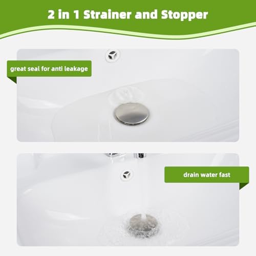 Universal Bathroom Sink Drain Stopper Strainer, 2PCS, Brushed Nickel - Image 4