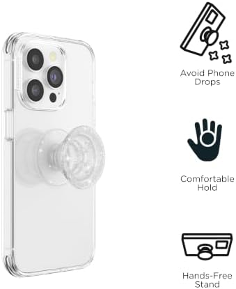 PopSockets Adhesive Phone Grip, Holder- Clear Glitter - Image 3