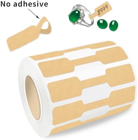 550 Pcs Jewelry Tags Roll for Necklace Earring Price Identify,Self Adhesive Kraft Blank Dumbbell Jewelry Stickers Labels for Bracelet, Ring, Clothing Display （Kraft） by Yeachlaing
