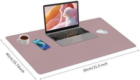 Bloss Pink Desk Mat, Large Mouse Pad, Non-Slip Desk Protector Mat, Leather Desk Blotter, Waterproof Desk Pad for Make Up Desk/31.5×15.7 Inch - Image 4