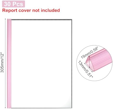 PATIKIL 30Pcs Binding Bars, 13x15mm Binding Bars Slide Grip 120 Sheets Capacity A4 Size Report Binder Presentation Binder for Study Office Report Cover Resume, Transparent Red - Image 2