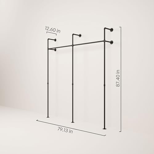 pamo Black Clothing Rack Wall Mounted – 79" W × 87" H, 530 lbs - Image 2