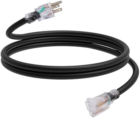 EP 6 Ft 12/3 SJTW Lighted Outdoor Extension Cord, Black by ENERGYPRO