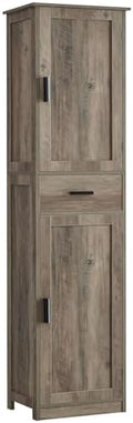 usikey 67'' Tall Storage Cabinet, Narrow Bathroom Floor Storage Cabinet with 4 Shelves & 2 Doors, for Bathroom, Living Room, Rustic Gray by USIKEY