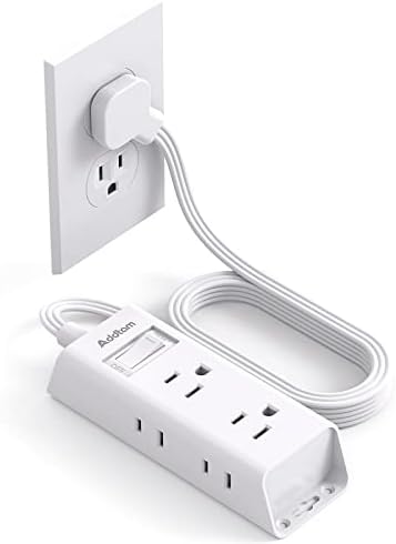 Addtam Flat Plug Extension Cord with 6 Outlet Extender for Cruise Travel by Addtam