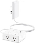 Olcorife Flat Extension Cord with Outlet Cover, Flat Plug Power Strip with 8 Outlets and 4 USB Ports, 5 FT Cord Hidden Outlet Extender for Tight Spaces by olcorife