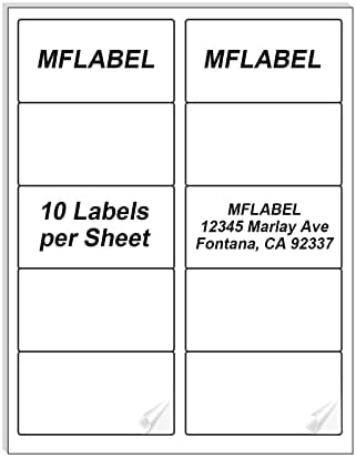 MFLABEL 2x4 Shipping Labels - 25 Sheets (250 Labels) for Laser & Inkjet Printers, 10-UP FBA Address Stickers, Matte White Self-Adhesive Mailing Labels for Packages, Boxes, envelopes by MFLABEL