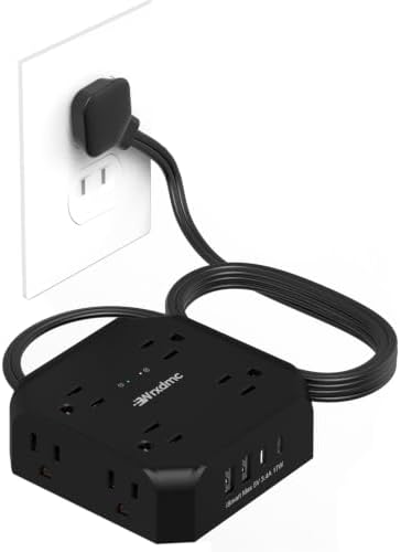 2 Prong Power Strip, WRXDMC 2 Prong to 3 Prong Outlet Adapter, Black, 1625W by WRXDMC