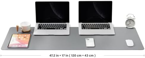Large Desk Mat - 47.2"x 17" Non-Slip PU Desk Pad for Office and Home - Ideal for Large Mouse Pad and Desk Mats on Top of Desks(Dark Gray) - Image 2