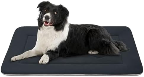 Dog Bed Soft Dog Crate Pad Mat for Medium/Large Dogs, 36 in Non-Slip Bottom Washable Dog Sleeping Mattress Pet Beds Cat Bed Kennel Pad, Dark Blue Gray by JoicyCoDogBeds