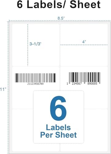 Address Labels, 3-1/3"x4 Shipping Address Labels, 600 Labels, 100 Sheets - Image 2