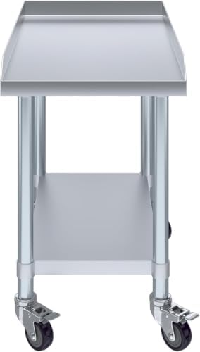 Heavy Duty Stainless Steel Rolling Equipment Stand with Wheels – 30” x 18” | Mobile Commercial Work Stand with Locking Casters | Adjustable Undershelf | NSF Certified - Image 6
