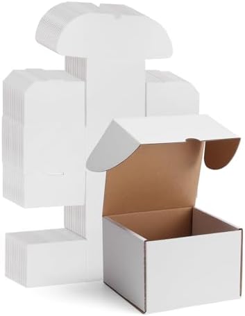 WIFTREY 25 Pack 6X6X4 Small Shipping Boxes for Business, White Corrugated Cardboard Box 6 x 6 x 4 for Mailing Packing Gifts by WIFTREY