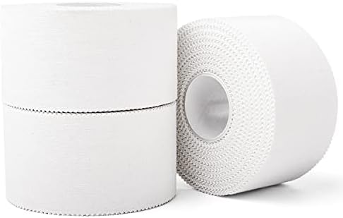 (3 Pack) White Athletic Sports Tape, Very Strong Easy Tear No Sticky Residue Tape for Athlete & Sport Trainers & First Aid Injury Wrap,Suitable for Bats,Tennis,Gymnastics & Boxing（1.5in X 35ft） by iFwevs