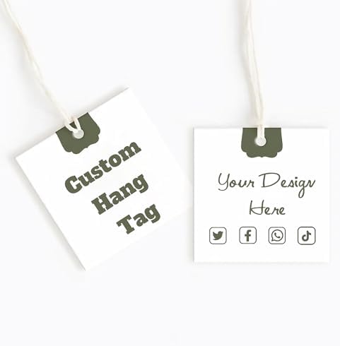 100 pcs Custom Hang Tags,Personalized Your Logo and Text Price Tags Jewelry Hang Tags Labels (2.3×2.3 inch-Square 1) by Printyourdream