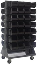 Quantum Storage Systems QMD-36H-240BK Mobile Double Sided Gray Louvered Rack System with Bins, 36” L x 25” W 72” H, Black by QuantumStorageSystems