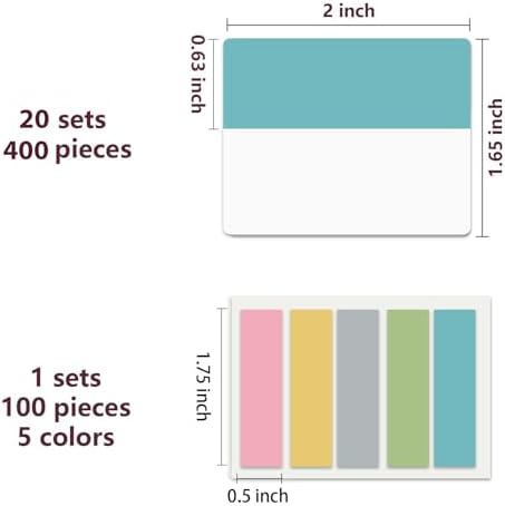 ELII 500 PCS Tabs 2 Inch Book Tabs Sticky Index Tabs,File Tabs - Image 3