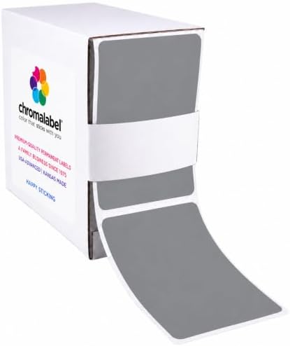 ChromaLabel Gray Rectangle Labels, 2 x 3 Inch, Writable Paper, 250/Box by ChromaLabel