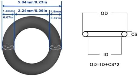 Nitrile Rubber O-Rings 5.84mm OD 2.24mm ID 1.8mm Width, Metric Sealing Gasket for Plumbing, Gas, Automotive and Faucet Repair, Pack of 50 - Image 3