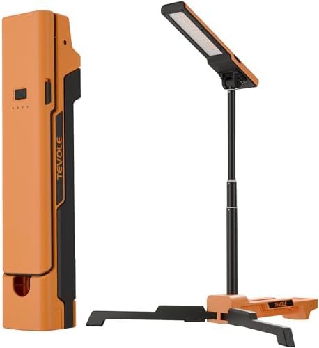 LED Work Light with Stand Foldable Tripod Lighting 1500LM Adjustable Stand for Construction, Outdoor, DIY Camping, Gift for Man Fathers Day, IP54 Waterproof, Rechargeable Battery with Type-C Charging by TEVOLELightingSolution